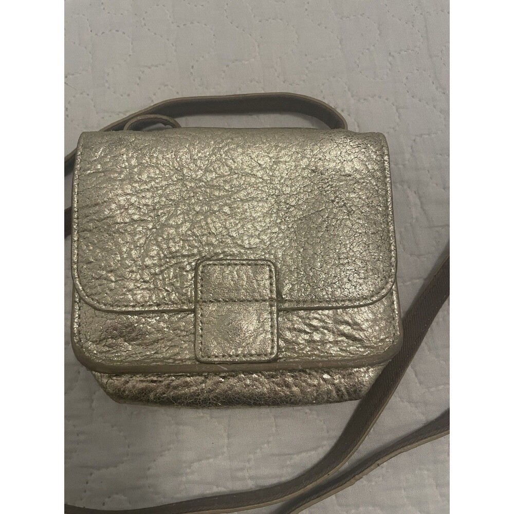 J-Crew Leather Mini Crossbody Golden Distressed Handbag Purse Preppy Bag Jcrew